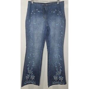 Vtg INC International Concepts Women's Size 8P Beaded Boot Light Wash Y2K Jeans